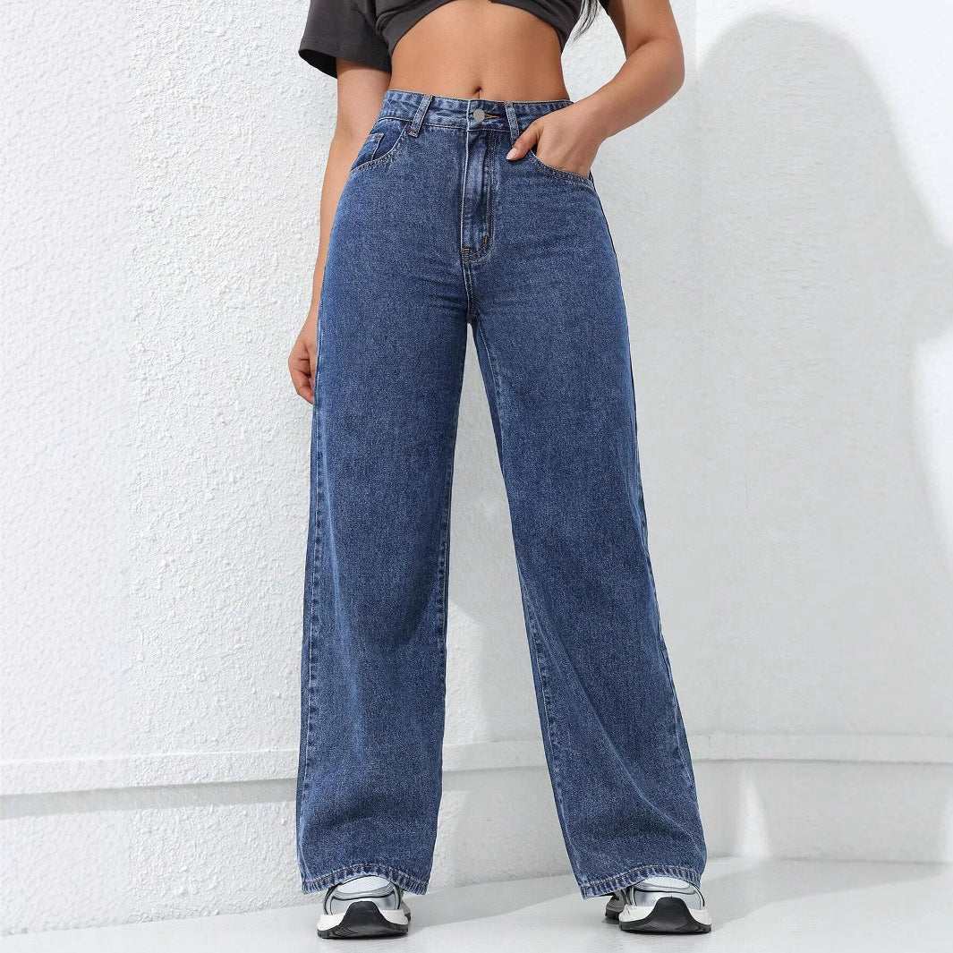 Jeans VitalFlow Mujer – Pierna Ancha, Corte Recto, Cintura Alta Estilo Urbano (XS–XL) Jeans / Pantalones Mujer Mi tienda Dark Blue L
