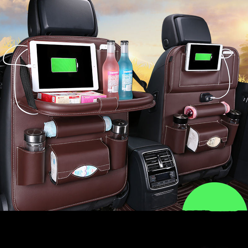 Bolsa Organizadora Colgante para Auto con Carga USB – Estilo Ejecutivo y Energía en Movimiento (4 Puertos, Cuero Sintético) Accesorios para auto / Organización y ca Mi tienda