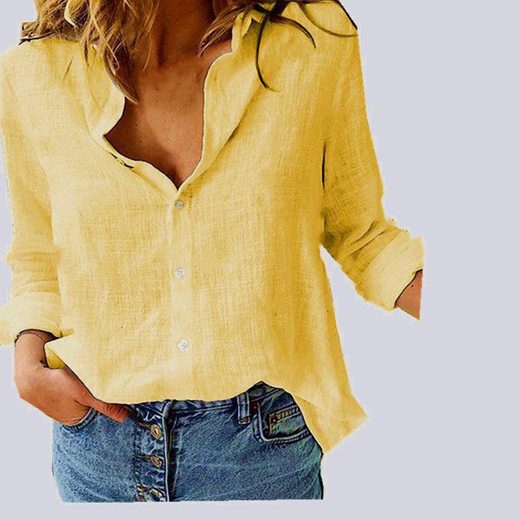 Blusa Casual Mujer – Manga Larga, Estilo Versátil, Cuello Clásico o V, (S–XL) Blusa de manga larga, Moda femenina Mi tienda