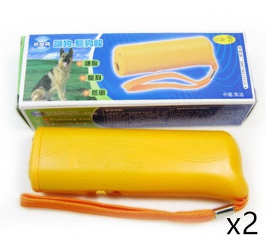 Dispositivo Ultrasónico 3 en 1 para Perros | Control de Ladridos + Linterna LED Entrenamiento para mascotas o Tecnología Mi tienda 2pcs Yellow