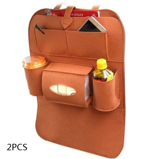 Organizador Multiusos para Asiento de Auto – Bolsillos de Almacenamiento, Montaje Colgante Universal (Impermeable, Negro) Accesorios para Auto Mi tienda Brown 2pcs