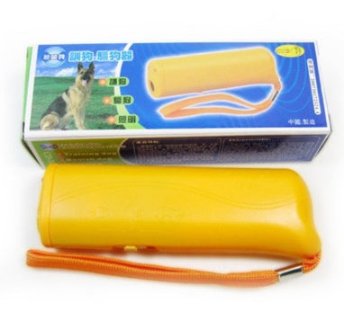 Dispositivo Ultrasónico 3 en 1 para Perros | Control de Ladridos + Linterna LED Entrenamiento para mascotas o Tecnología Mi tienda Yellow