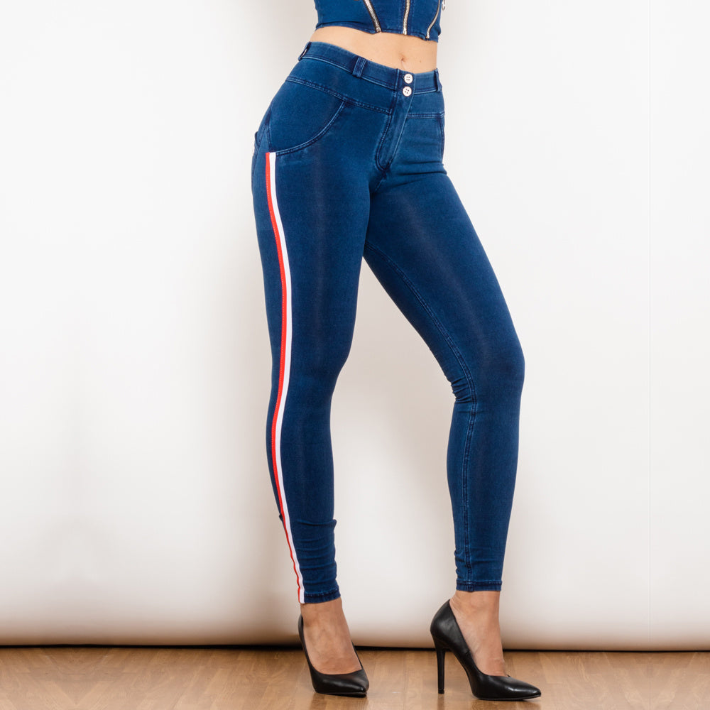 Jeans VitalFit Melody – Push-Up · Rayado · Slim Fit · Tiro Alto Jeans / Pantalones Mujer Mi tienda 827MWDDBlueJS L