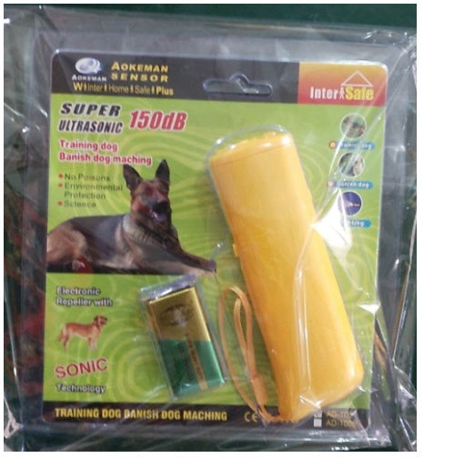 Dispositivo Ultrasónico 3 en 1 para Perros | Control de Ladridos + Linterna LED Entrenamiento para mascotas o Tecnología Mi tienda Yellow with Packaging bag