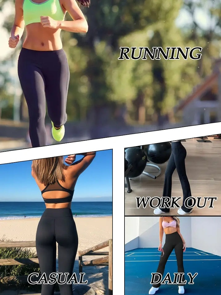 Pack 4 Leggings Mujer – Flare Yoga Pants, Tiro Alto, Efecto Push-Up, Ultra Stretch Naked Feel (S–XL) Pack VitalFlow x4 – Yoga Push-Up · Flare Mi tienda
