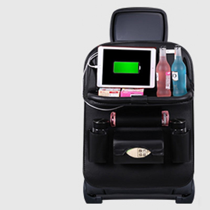 Bolsa Organizadora Colgante para Auto con Carga USB – Estilo Ejecutivo y Energía en Movimiento (4 Puertos, Cuero Sintético) Accesorios para auto / Organización y ca Mi tienda