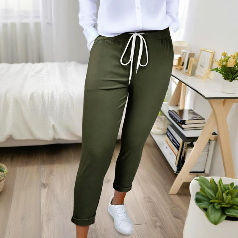 Pantalones VitalComfort – Corte Relajado, Cintura Elástica, Tejido Ligero Antirrugas (S–2XL) Jeans / Pantalones Mujer Mi tienda Army green L