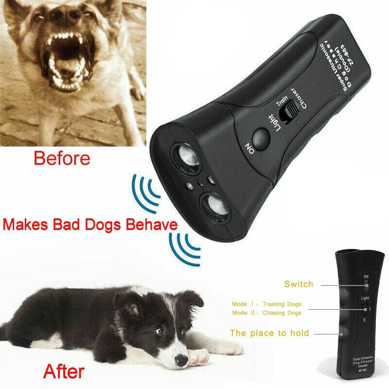 Dispositivo Ultrasónico 3 en 1 para Perros | Control de Ladridos + Linterna LED Entrenamiento para mascotas o Tecnología Mi tienda