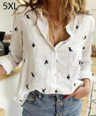 Blusa Casual Mujer – Manga Larga, Estilo Versátil, Cuello Clásico o V, (S–XL) Blusa de manga larga, Moda femenina Mi tienda 02White 5XL