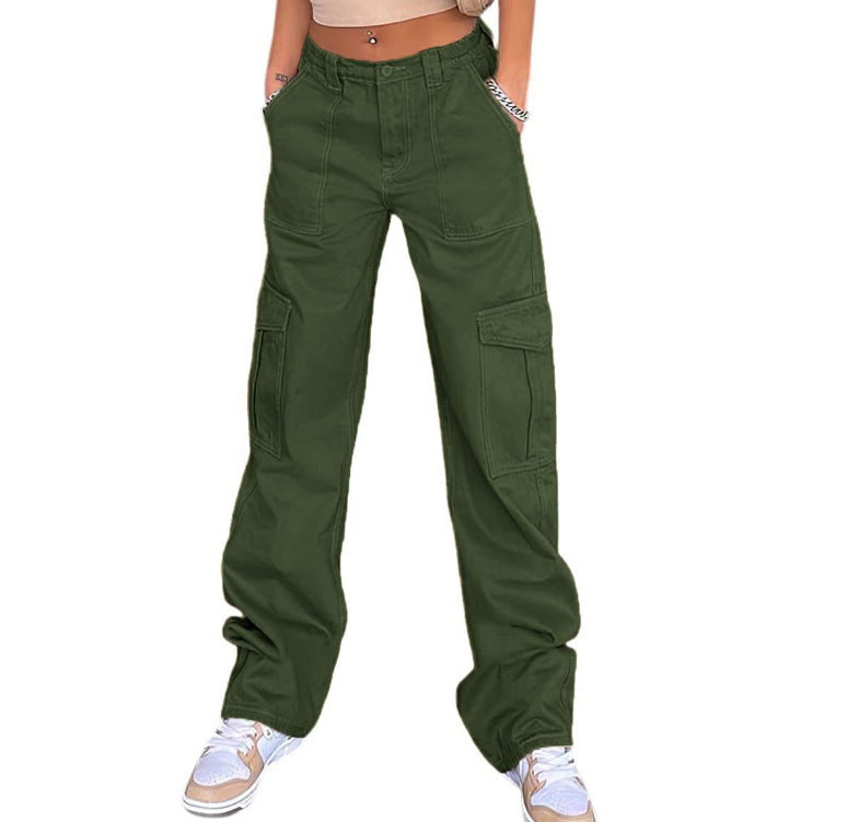 Jeans VitalCargo Mujer – Recto, Cintura Alta, Multi-bolsillo Estilo Militar (S–2XL) Jeans / Pantalones Mujer Mi tienda Army Green 2XL