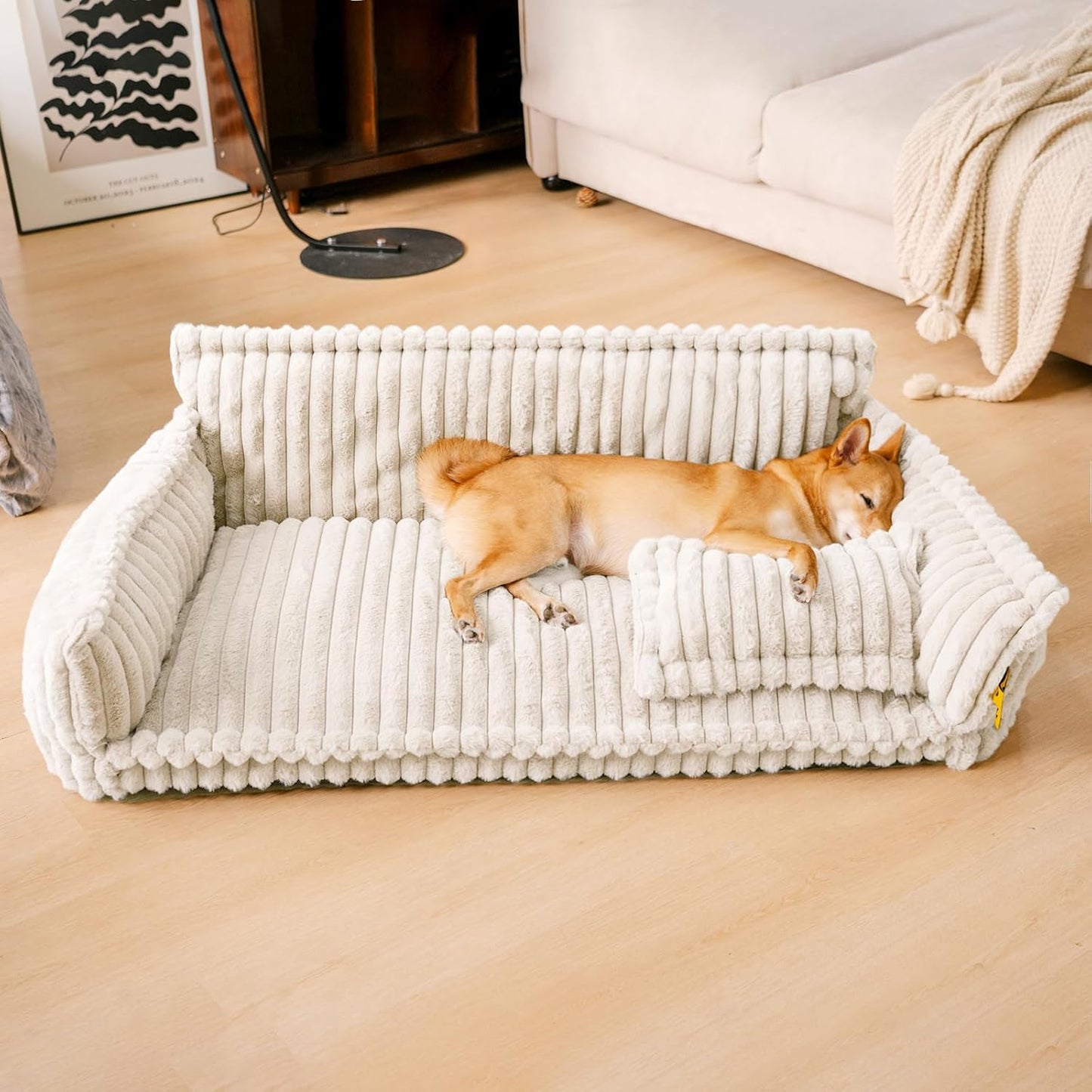 Cama Ortopédica FUNNY FUZZY para Perros Pequeños – Sofá con Funda Lavable y Base Antideslizante : Camas para mascotas / Pet Beds / Accesorios para descanso animal NovaVitalShop XX-Large White