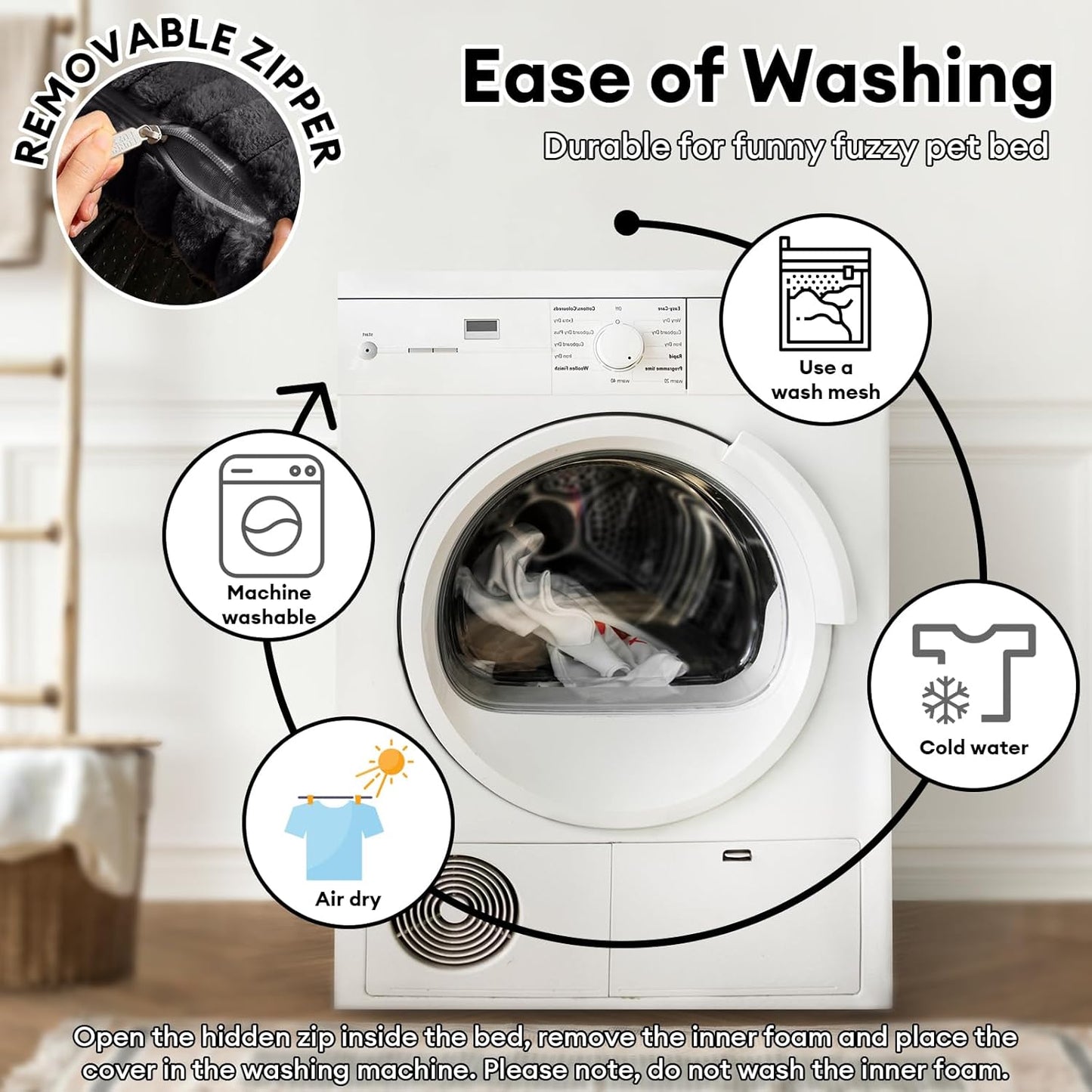 Cama Ortopédica FUNNY FUZZY para Perros Pequeños – Sofá con Funda Lavable y Base Antideslizante : Camas para mascotas / Pet Beds / Accesorios para descanso animal NovaVitalShop