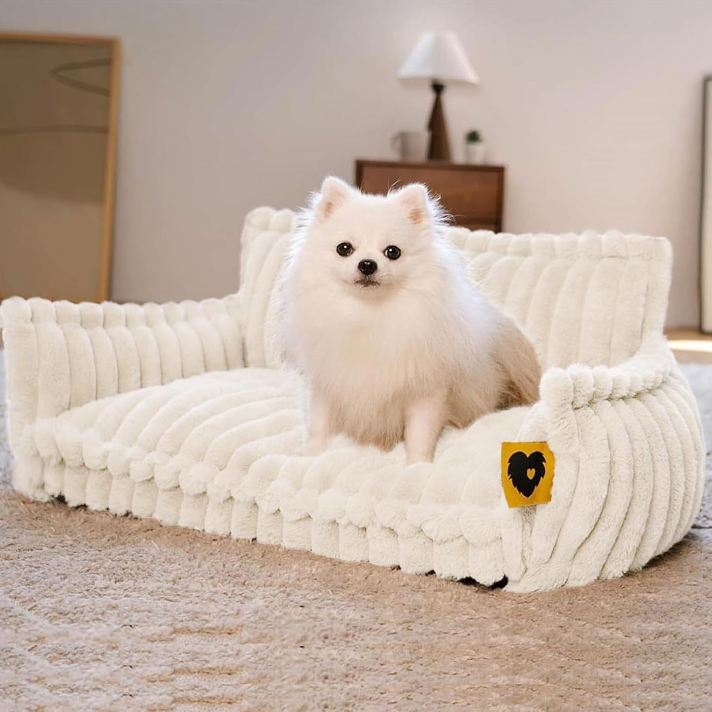 Cama Ortopédica FUNNY FUZZY para Perros Pequeños – Sofá con Funda Lavable y Base Antideslizante : Camas para mascotas / Pet Beds / Accesorios para descanso animal NovaVitalShop Large White