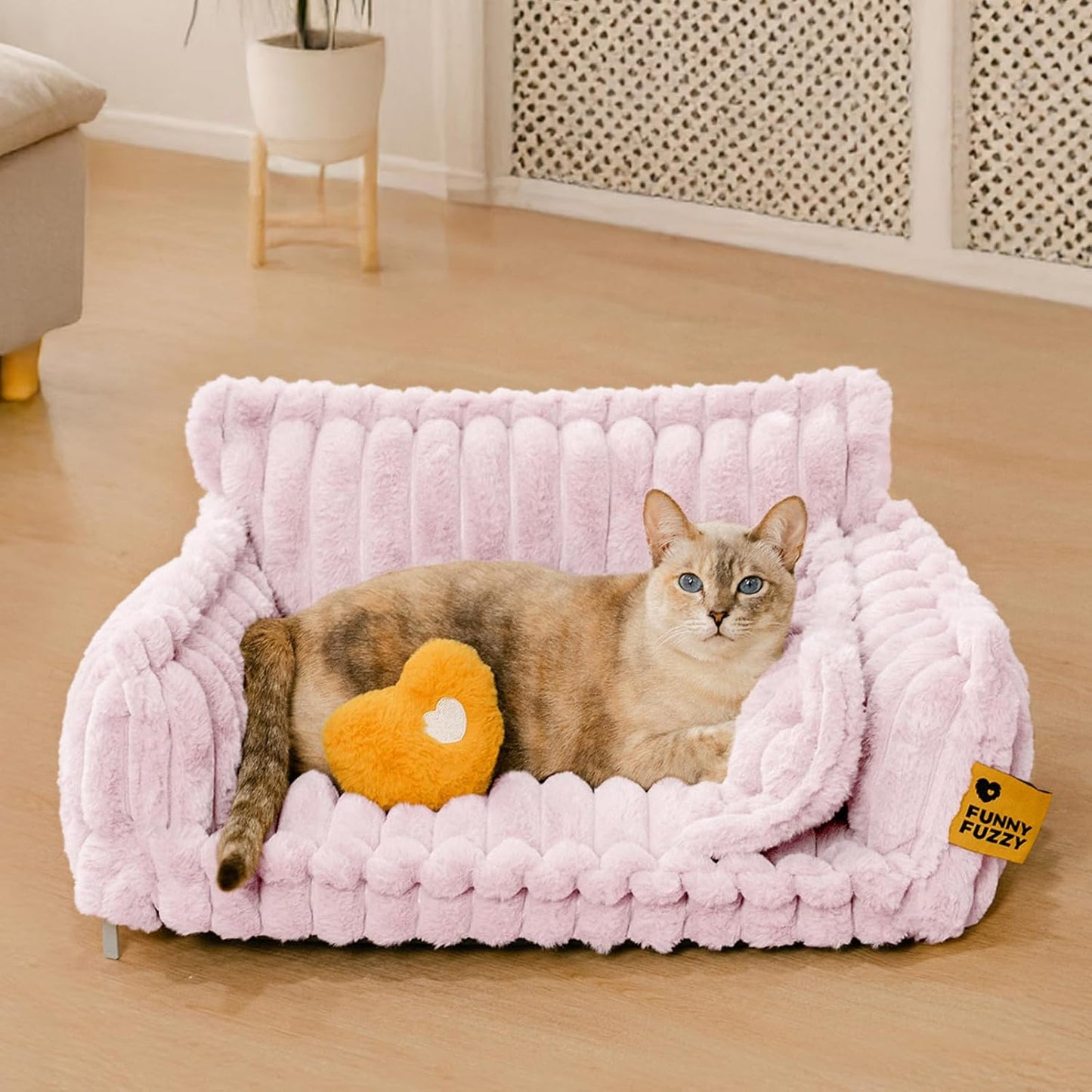Cama Ortopédica FUNNY FUZZY para Perros Pequeños – Sofá con Funda Lavable y Base Antideslizante : Camas para mascotas / Pet Beds / Accesorios para descanso animal NovaVitalShop Medium Pink