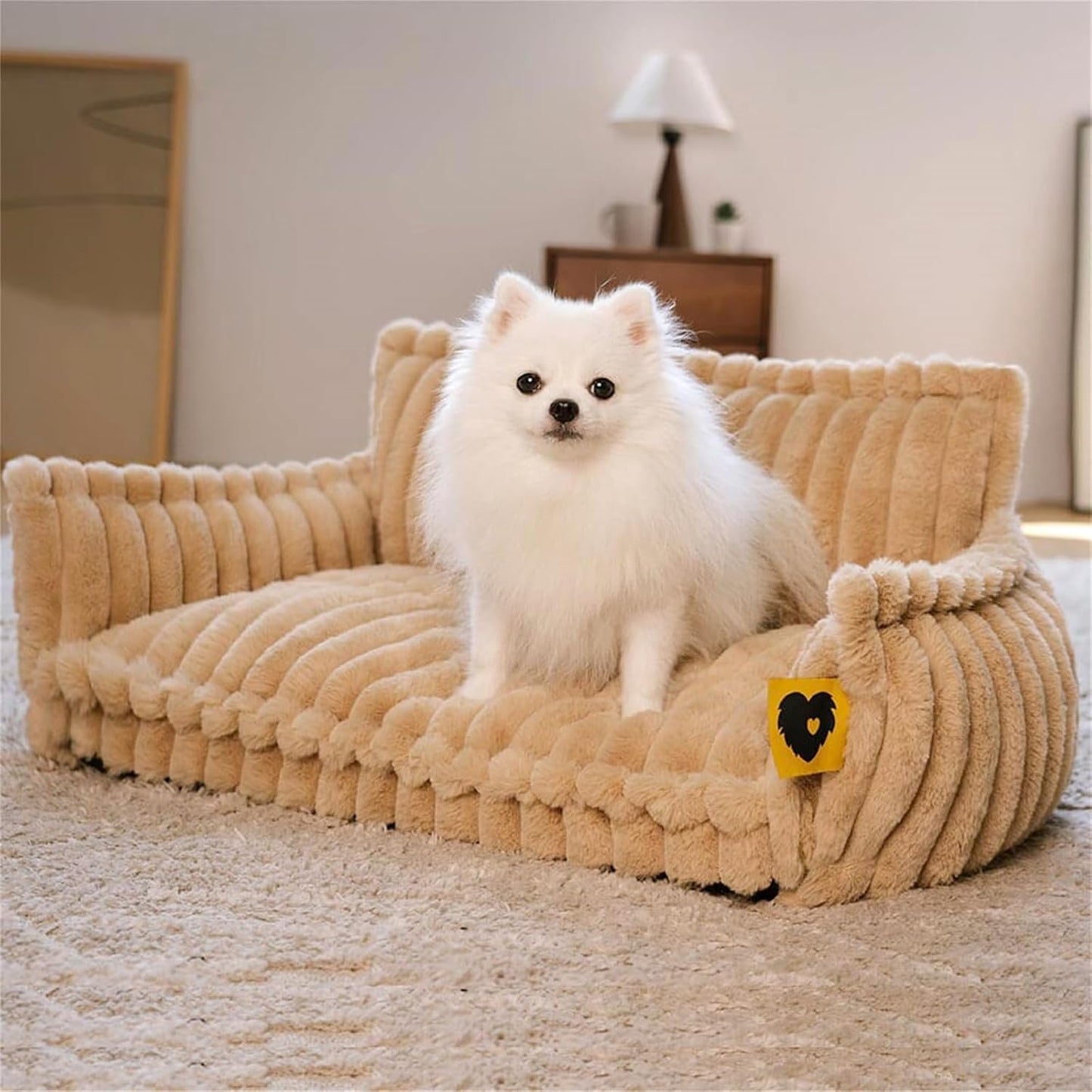 Cama Ortopédica FUNNY FUZZY para Perros Pequeños – Sofá con Funda Lavable y Base Antideslizante : Camas para mascotas / Pet Beds / Accesorios para descanso animal NovaVitalShop Large Camel