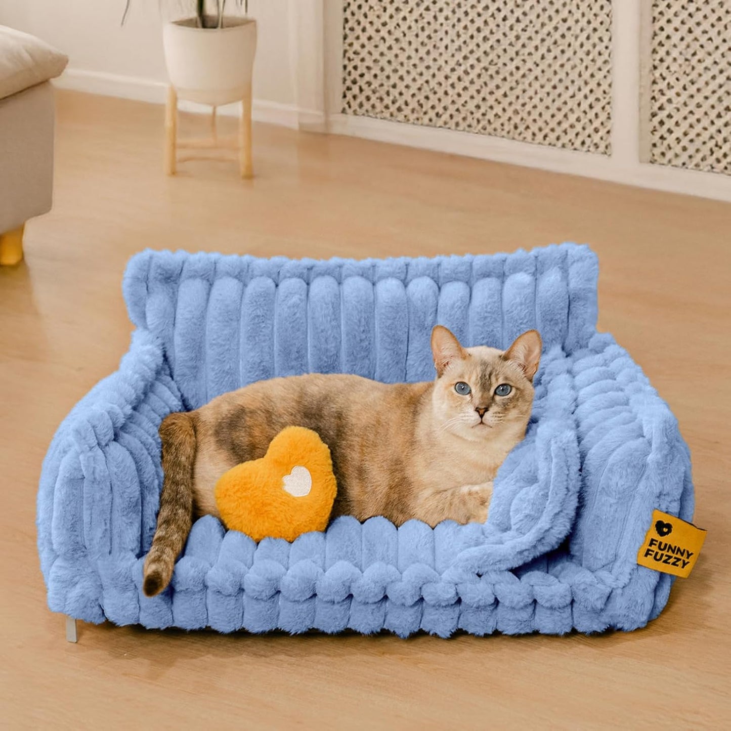 Cama Ortopédica FUNNY FUZZY para Perros Pequeños – Sofá con Funda Lavable y Base Antideslizante : Camas para mascotas / Pet Beds / Accesorios para descanso animal NovaVitalShop Large Blue