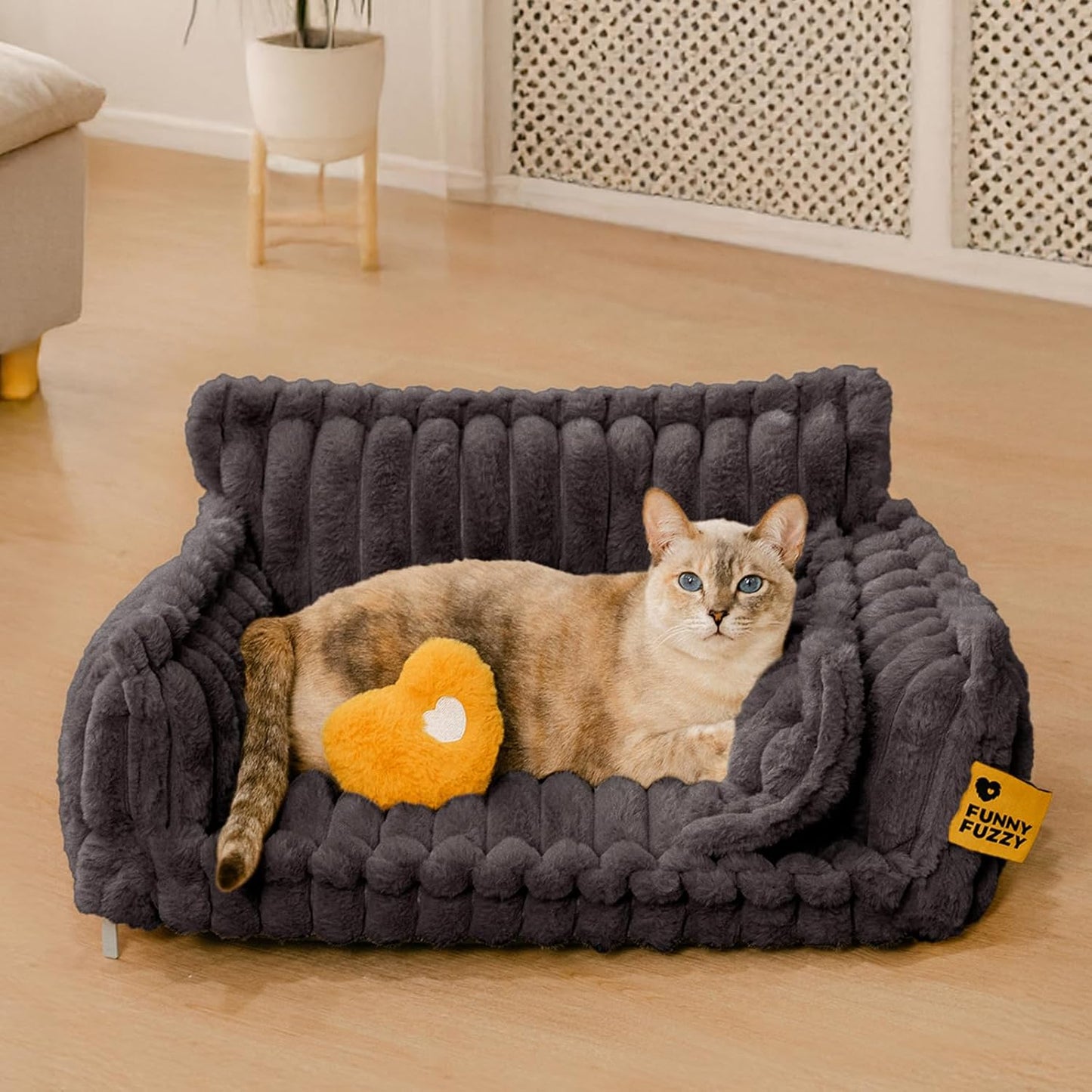 Cama Ortopédica FUNNY FUZZY para Perros Pequeños – Sofá con Funda Lavable y Base Antideslizante : Camas para mascotas / Pet Beds / Accesorios para descanso animal NovaVitalShop Medium Dark Grey