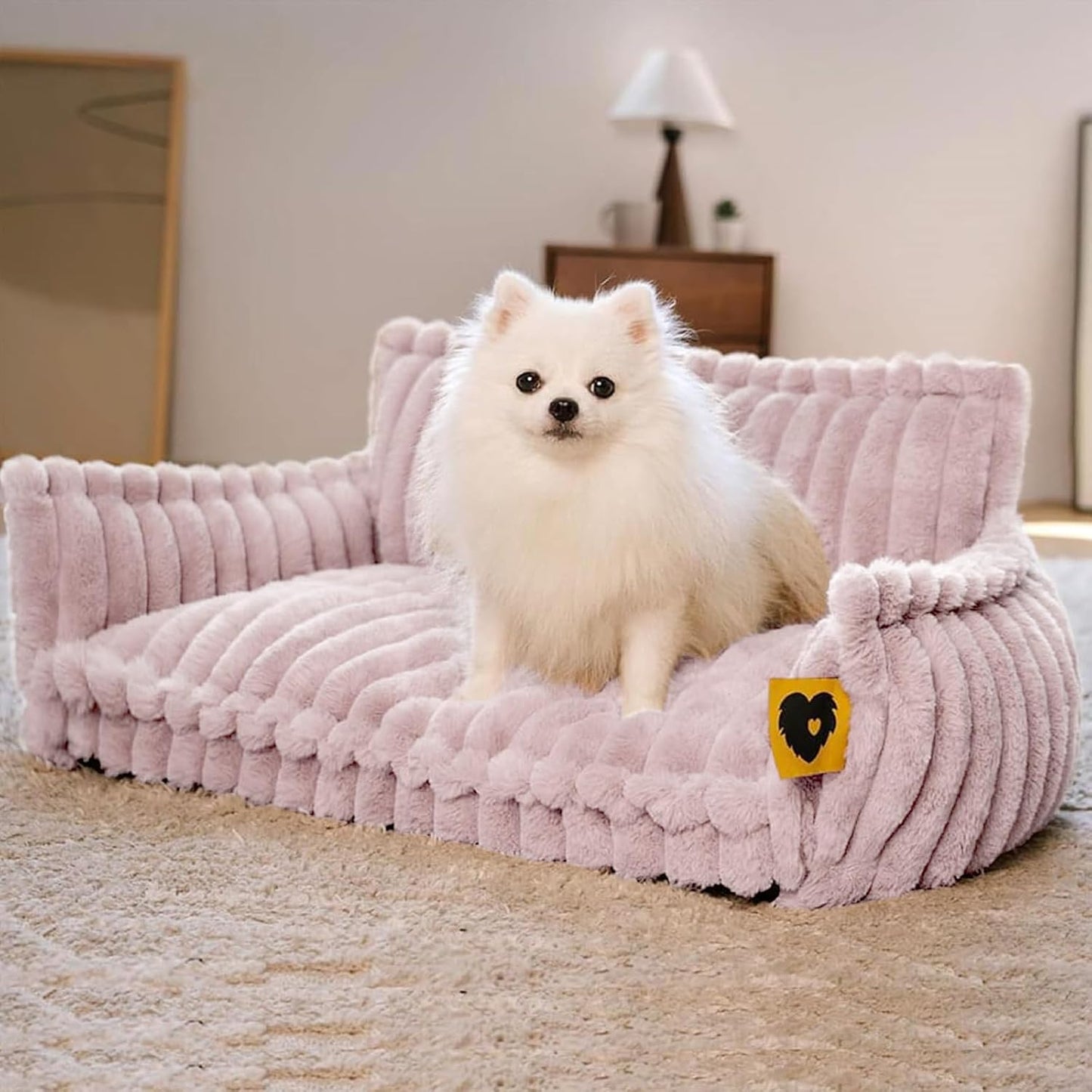Cama Ortopédica FUNNY FUZZY para Perros Pequeños – Sofá con Funda Lavable y Base Antideslizante : Camas para mascotas / Pet Beds / Accesorios para descanso animal NovaVitalShop Large Pink