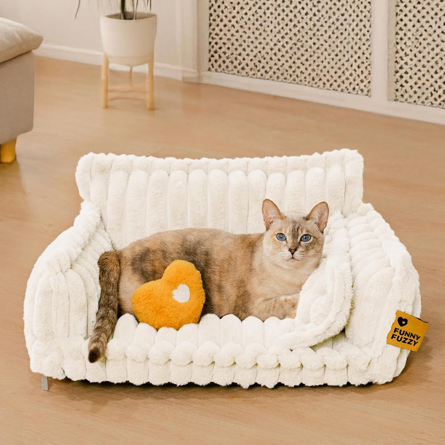 Cama Ortopédica FUNNY FUZZY para Perros Pequeños – Sofá con Funda Lavable y Base Antideslizante : Camas para mascotas / Pet Beds / Accesorios para descanso animal NovaVitalShop Medium White