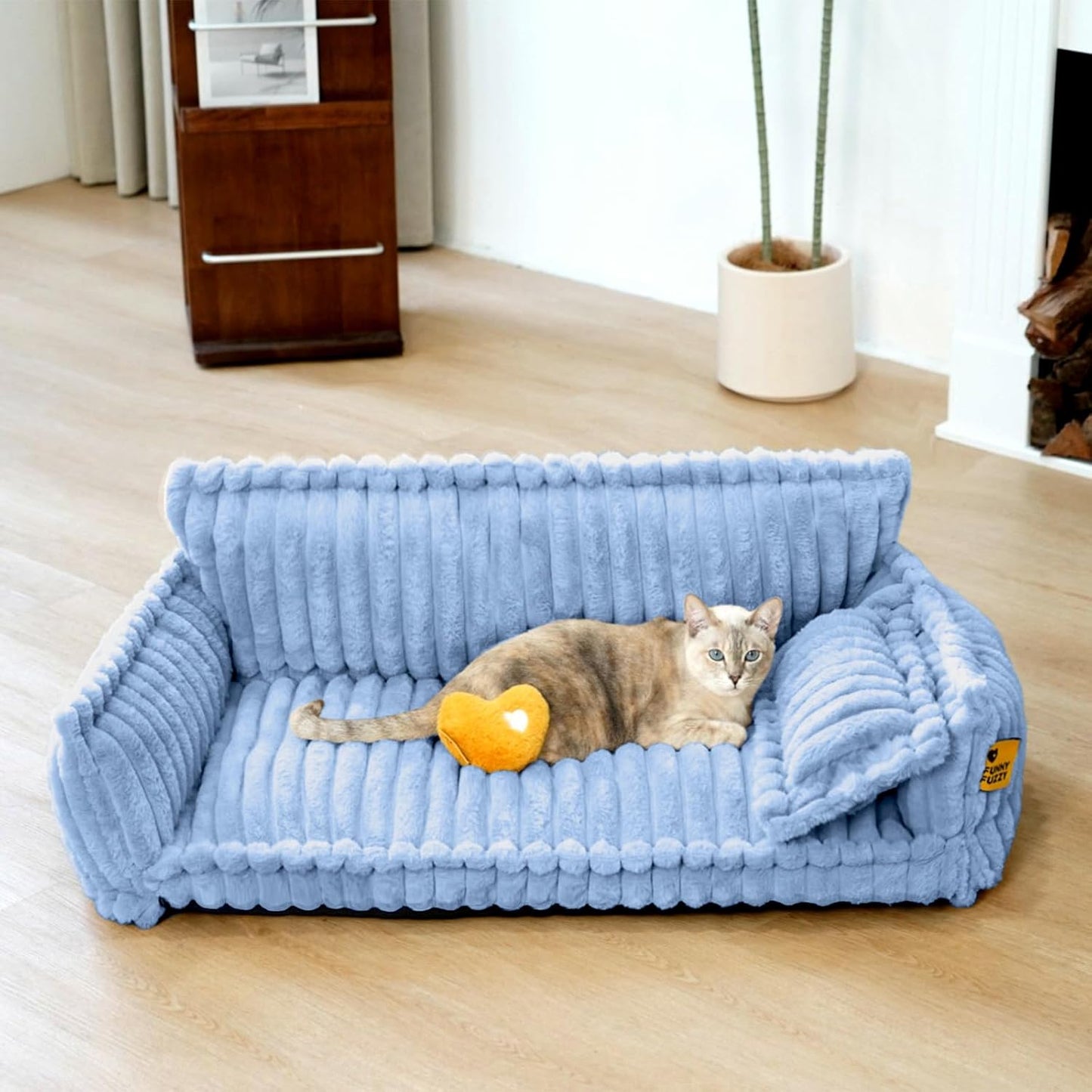 Cama Ortopédica FUNNY FUZZY para Perros Pequeños – Sofá con Funda Lavable y Base Antideslizante : Camas para mascotas / Pet Beds / Accesorios para descanso animal NovaVitalShop X-Large Blue