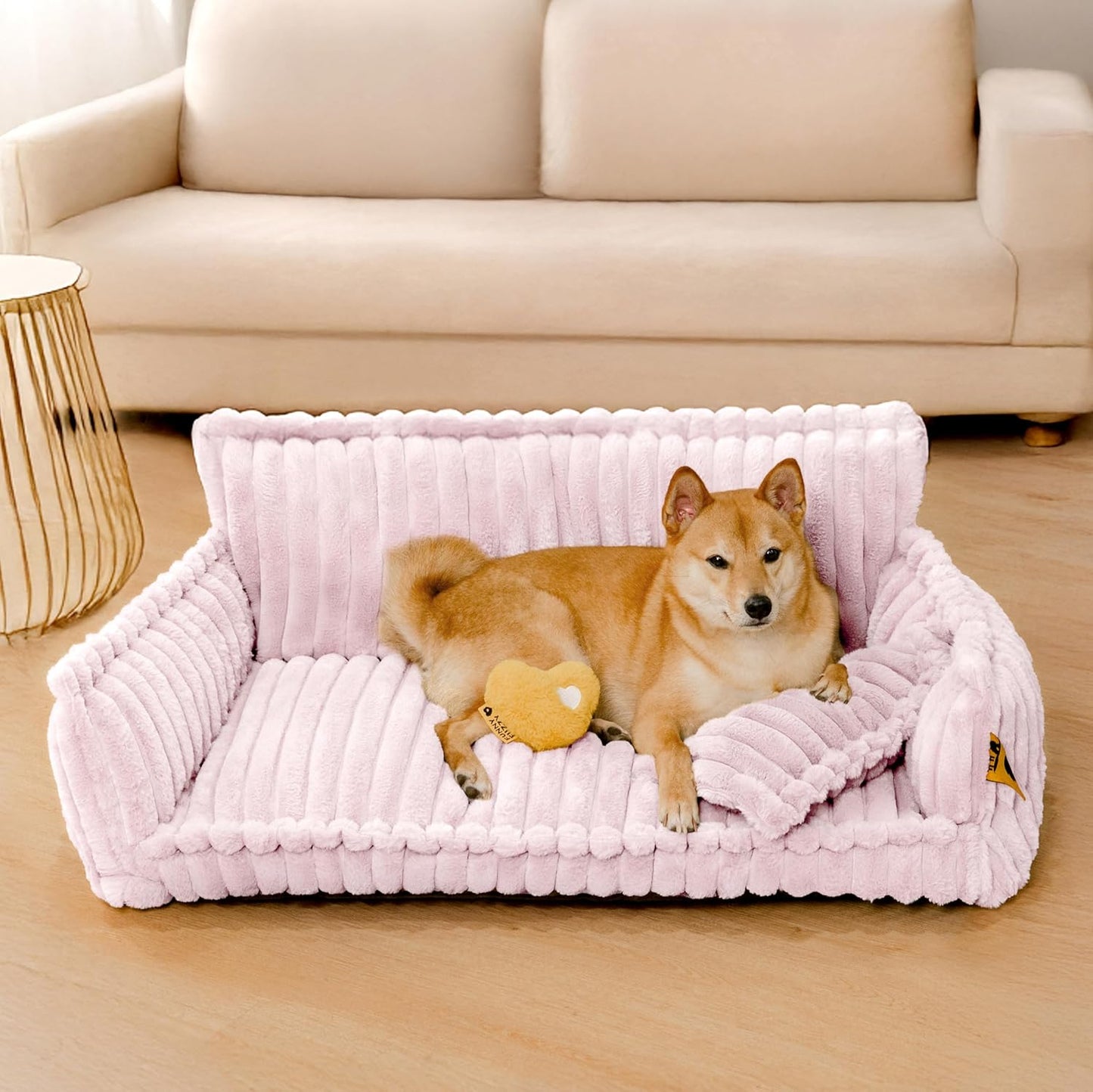 Cama Ortopédica FUNNY FUZZY para Perros Pequeños – Sofá con Funda Lavable y Base Antideslizante : Camas para mascotas / Pet Beds / Accesorios para descanso animal NovaVitalShop X-Large Pink