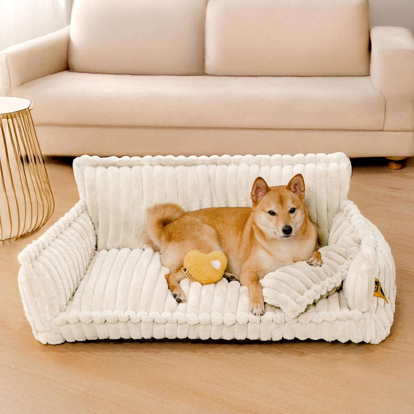 Cama Ortopédica FUNNY FUZZY para Perros Pequeños – Sofá con Funda Lavable y Base Antideslizante : Camas para mascotas / Pet Beds / Accesorios para descanso animal NovaVitalShop X-Large White