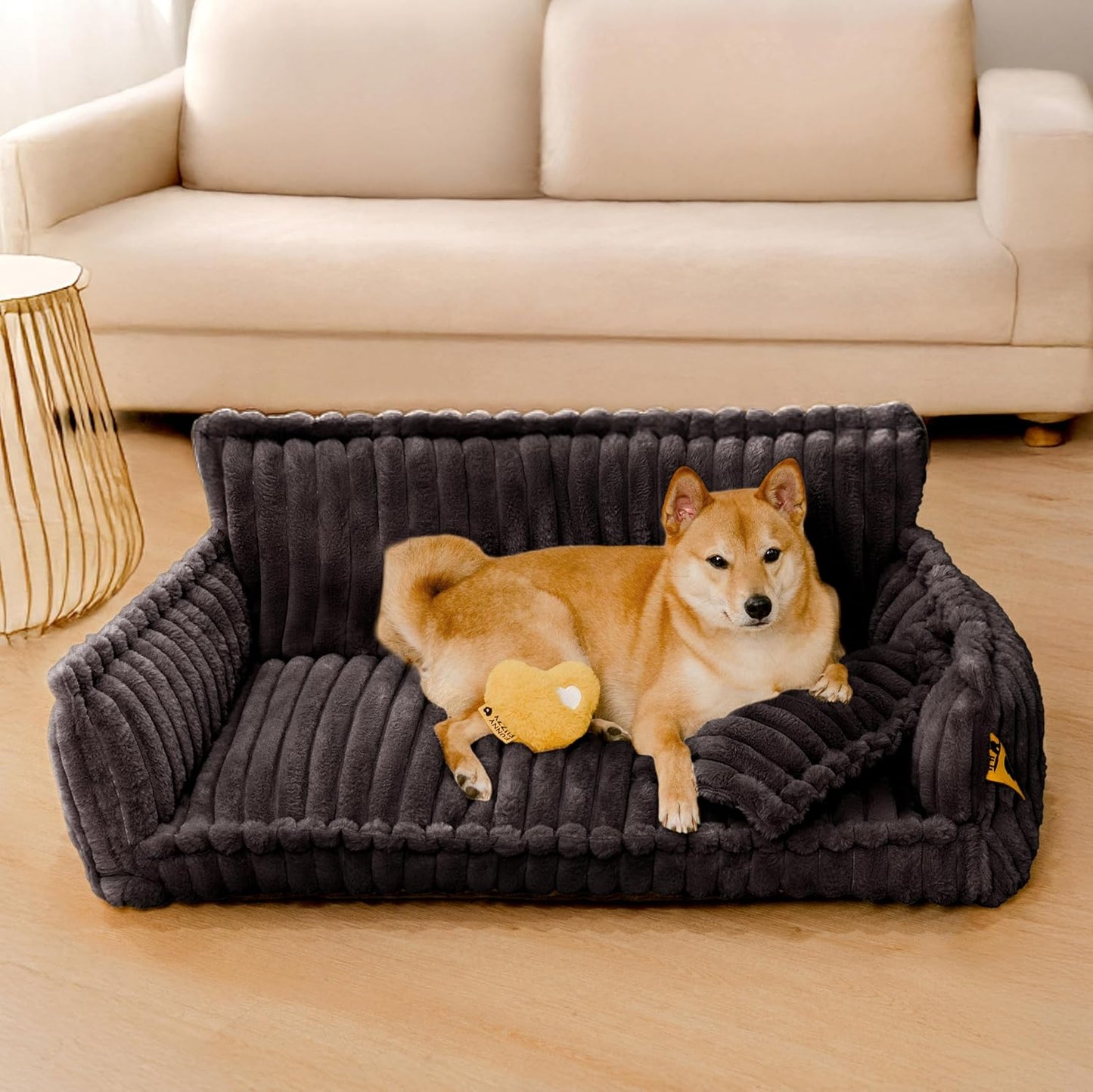 Cama Ortopédica FUNNY FUZZY para Perros Pequeños – Sofá con Funda Lavable y Base Antideslizante : Camas para mascotas / Pet Beds / Accesorios para descanso animal NovaVitalShop X-Large Dark Grey