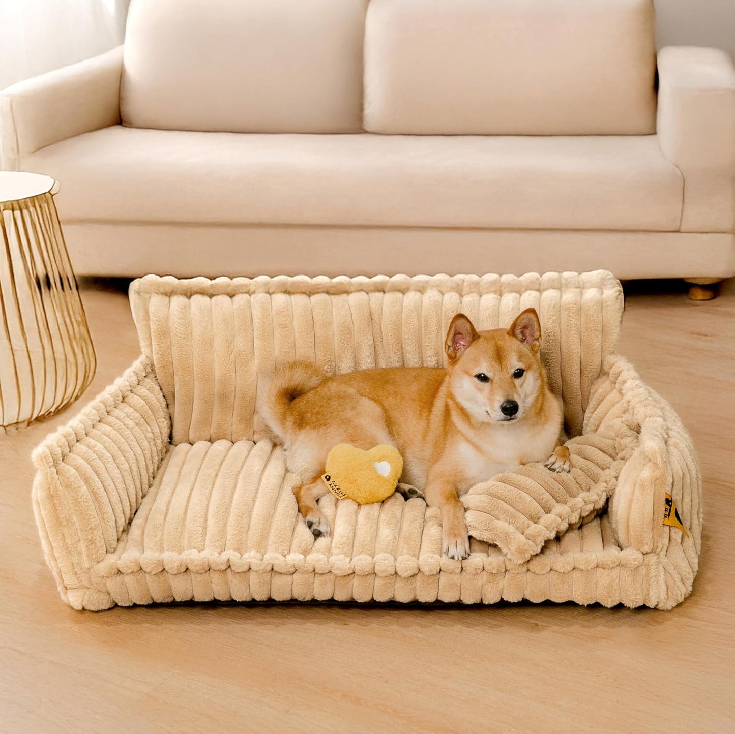 Cama Ortopédica FUNNY FUZZY para Perros Pequeños – Sofá con Funda Lavable y Base Antideslizante : Camas para mascotas / Pet Beds / Accesorios para descanso animal NovaVitalShop X-Large Camel