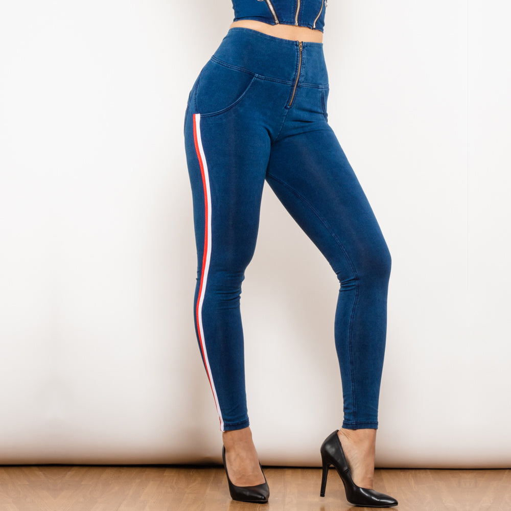 Jeans VitalFit Melody – Push-Up · Rayado · Slim Fit · Tiro Alto Jeans / Pantalones Mujer Mi tienda 826HWDDBlueJS L