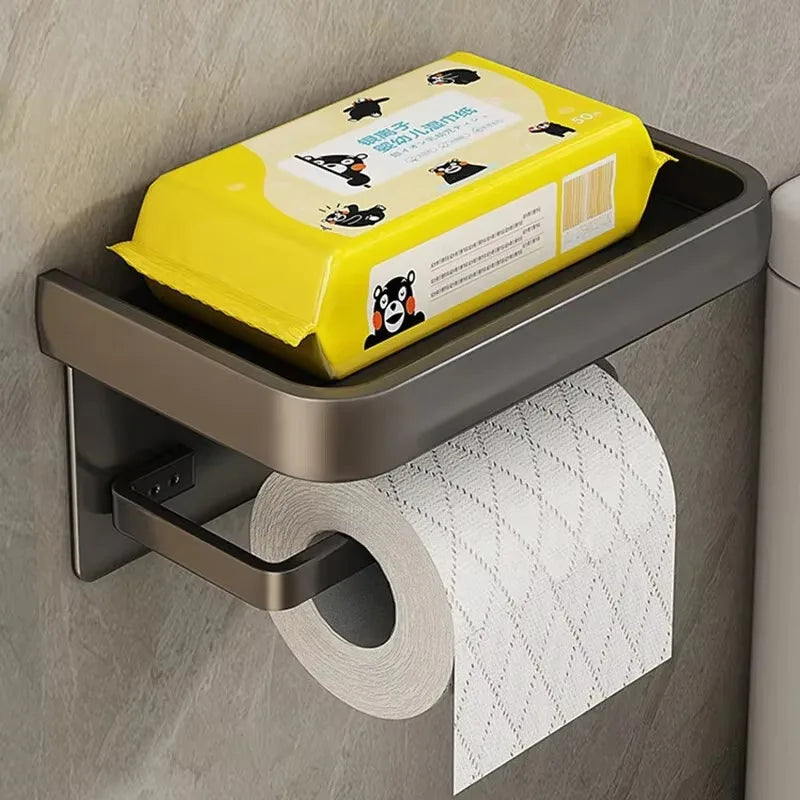Porta Papel Higiénico VitalDesign™ – Negro y Dorado con Repisa | Elegancia y Funcionalidad para Baños Modernos Baño y Decoración NovaVitalShop grey11