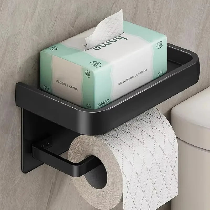 Porta Papel Higiénico VitalDesign™ – Negro y Dorado con Repisa | Elegancia y Funcionalidad para Baños Modernos Baño y Decoración NovaVitalShop black11
