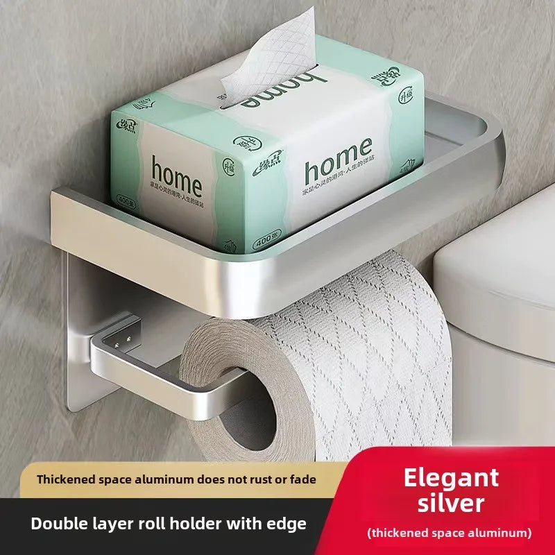 Porta Papel Higiénico VitalDesign™ – Negro y Dorado con Repisa | Elegancia y Funcionalidad para Baños Modernos Baño y Decoración NovaVitalShop Silver