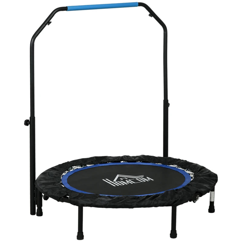 HOMCOM 40" Foldable Mini Fitness Trampoline in Blue, with Adjustable Foam Handle Mini Fitness Trampolines ORDIFY DIRECT LTD