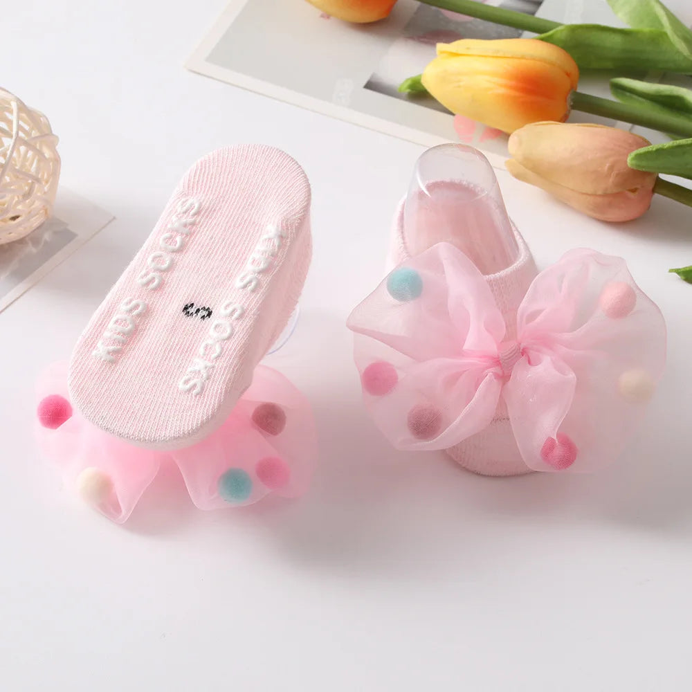 🧦 Medias Antideslizantes para Bebé – Algodón Suave, Moño Decorativo, Primavera/Otoño bebe NovaVitalShop
