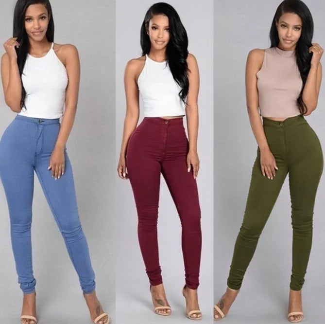 Jeans Skinny Mujer – Tiro Alto, Blanco & Negro, Estilo Vintage Sexy Casual (XS–2XL) Jeans Skinny Mujer NovaVitalShop