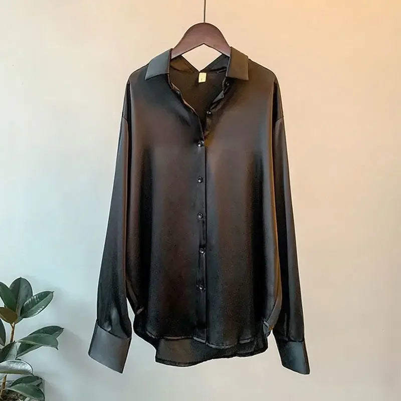 Elegancia Coreana – Cárdigan de Primavera con Cuello Solapa y Botones para Mujer (Estilo Minimalista Chic, Talla S–XXL) Camisetas Mujer Oversized NovaVitalShop black XL