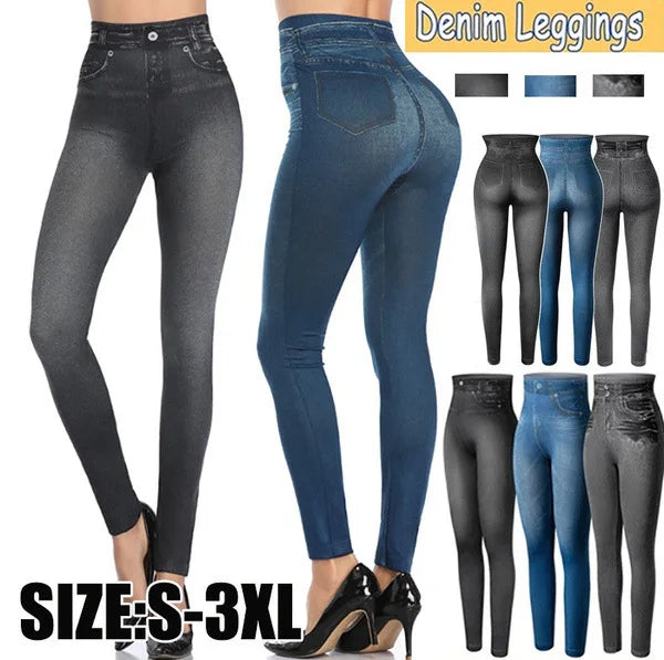 Leggings NovaVital Mujer – Imitación Denim, Tiro Alto, Elásticos y Moldeadores (S–2XL) leggings mujer NovaVitalShop