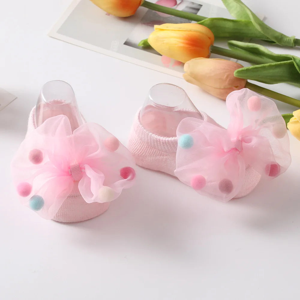 🧦 Medias Antideslizantes para Bebé – Algodón Suave, Moño Decorativo, Primavera/Otoño bebe NovaVitalShop