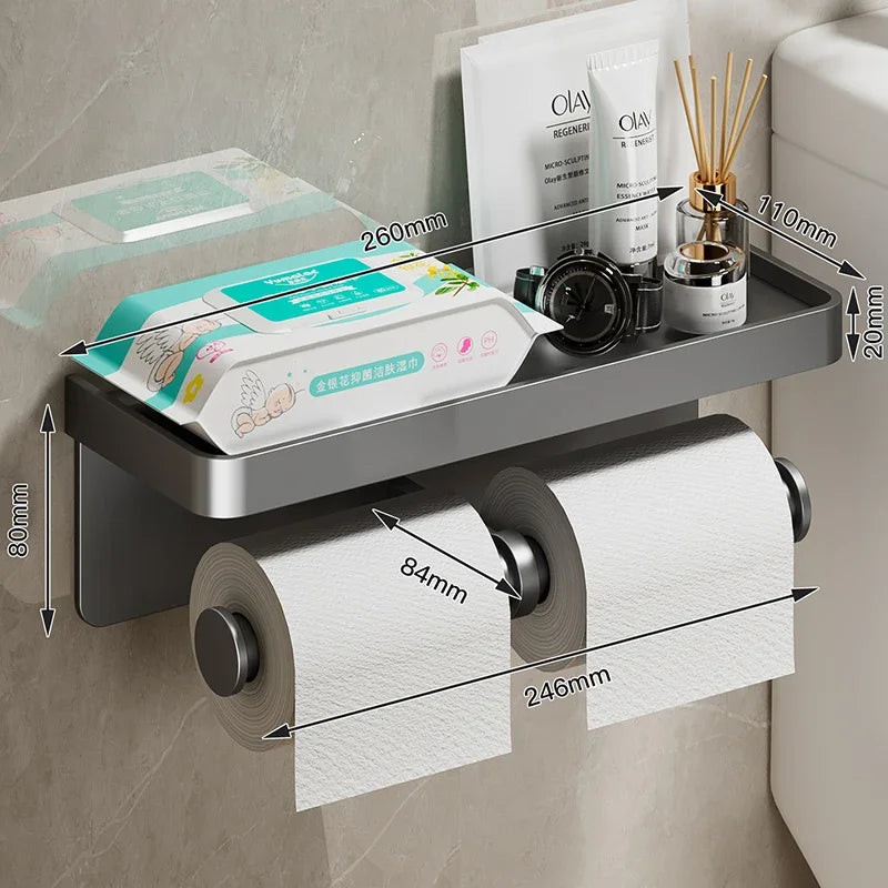 Porta Papel Higiénico VitalDesign™ – Negro y Dorado con Repisa | Elegancia y Funcionalidad para Baños Modernos Baño y Decoración NovaVitalShop Red
