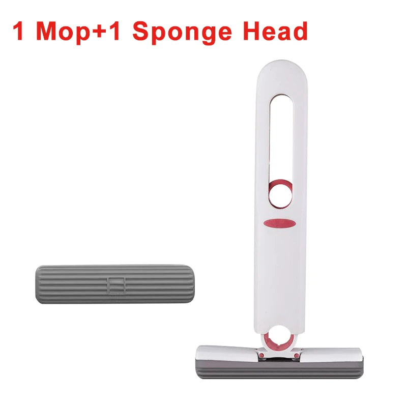 Mini Mop Plegable con Exprimido Automático – Compacto, Absorbente y Versátil para Hogar, Oficina y Auto accesorios NovaVitalShop 1 Mop-1 extra Sponge