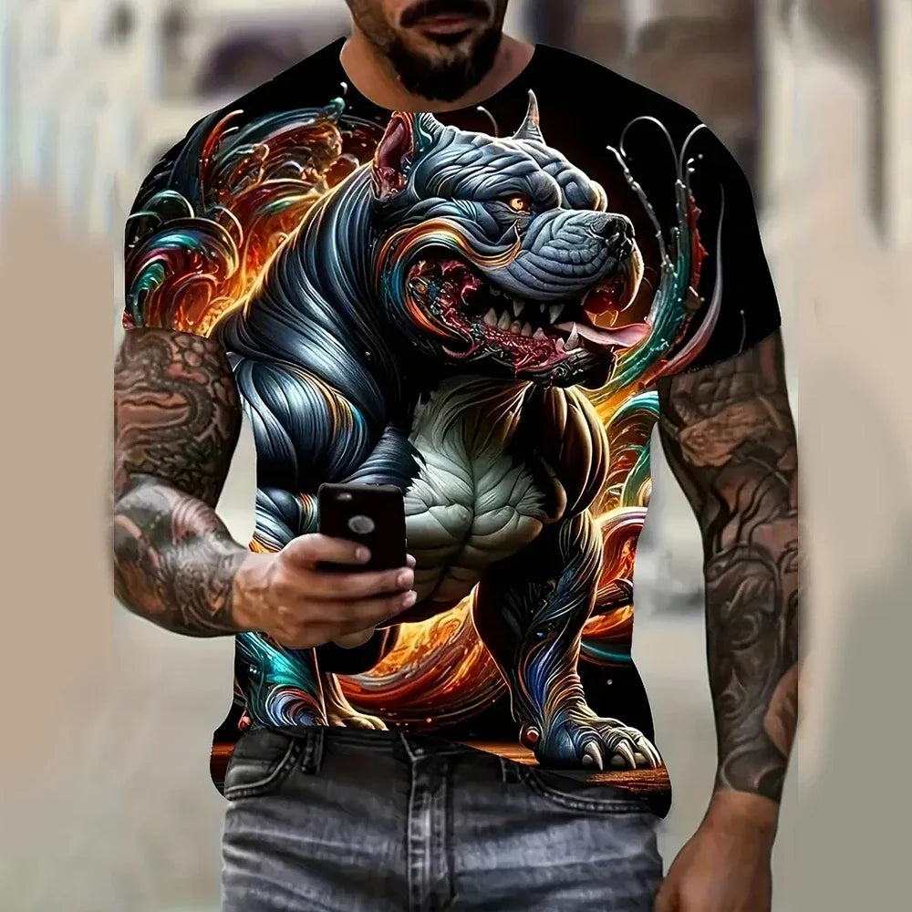 Camiseta VitalBeast Hombre – Estampado 3D Animal Print, Estilo Urbano Salvaje, Diseño Tigre/Lobo (S–2XL) Camisetas Hombre NovaVitalShop C01-SI0412 XXS