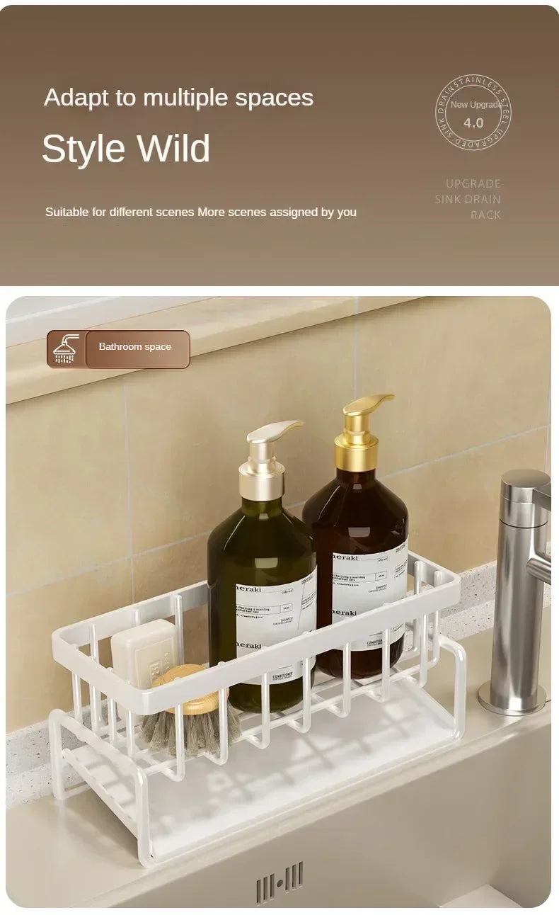 Estante de Cocina Multifuncional – Organizador de Trapos, Especias y Escurridor sin Taladro | Accesorio para Fregadero y Grifo Organizadores de cocinas NovaVitalShop