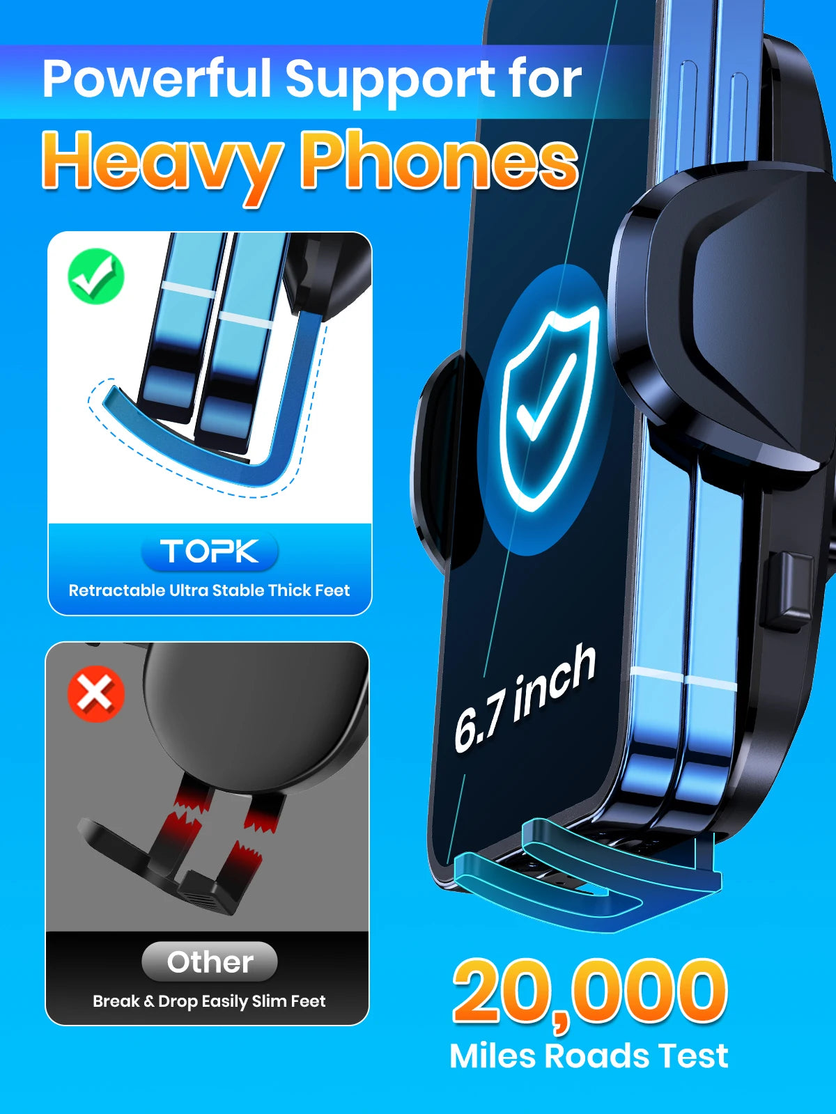 Soporte de Teléfono para Auto TOPK – Montaje por Gravedad en Ventilación de Aire (Compatible con iPhone y Android, 360°) auto NovaVitalShop
