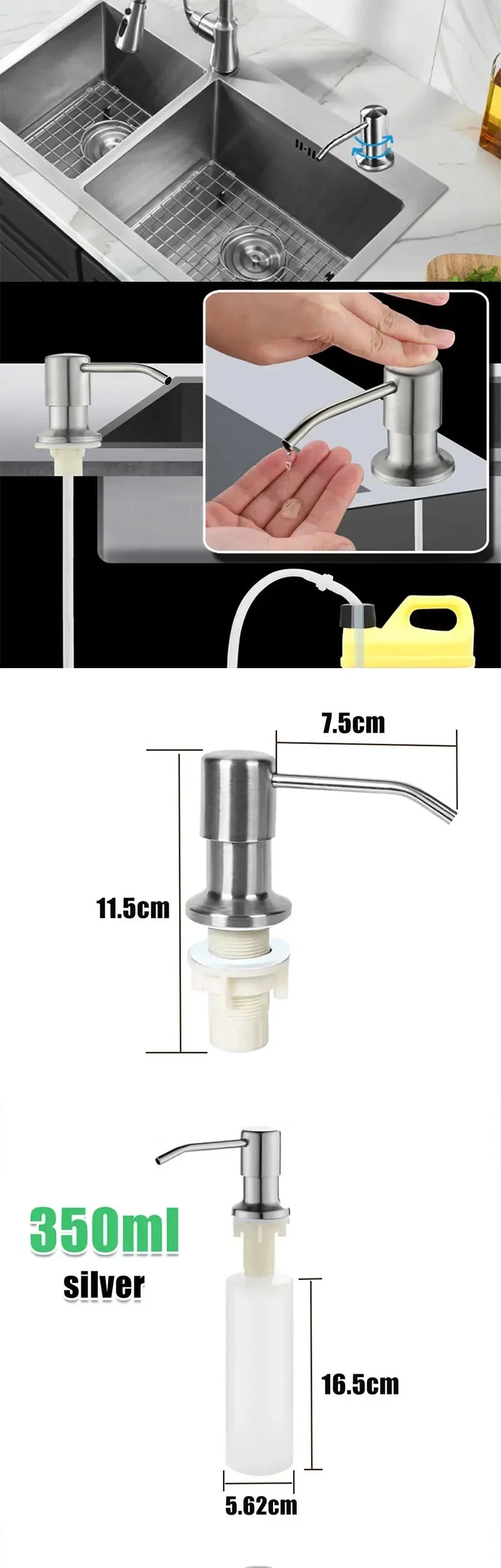 Dispensador Jabón VitalSteel - Acero Inoxidable 500ml Fregadero Cocina Premium NovaVitalShop