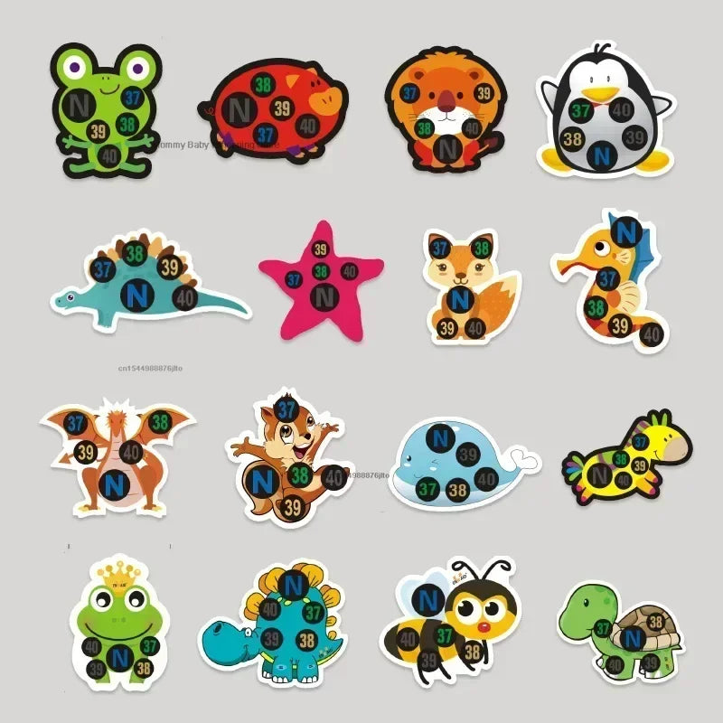 Termómetro Adhesivo Reutilizable para Niños – LCD, Frontal, 5/10 Piezas Termómetro reutilizable para bebé NovaVitalShop Random 10pcs