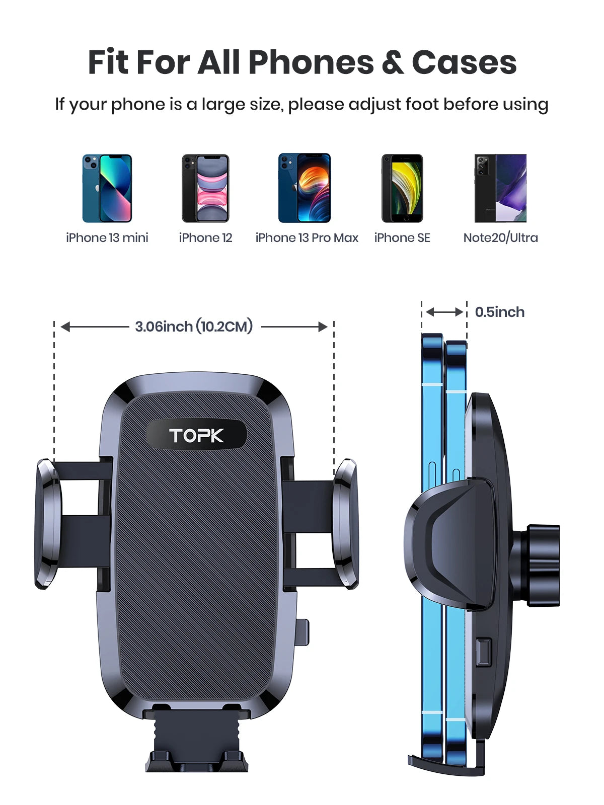 Soporte de Teléfono para Auto TOPK – Montaje por Gravedad en Ventilación de Aire (Compatible con iPhone y Android, 360°) auto NovaVitalShop