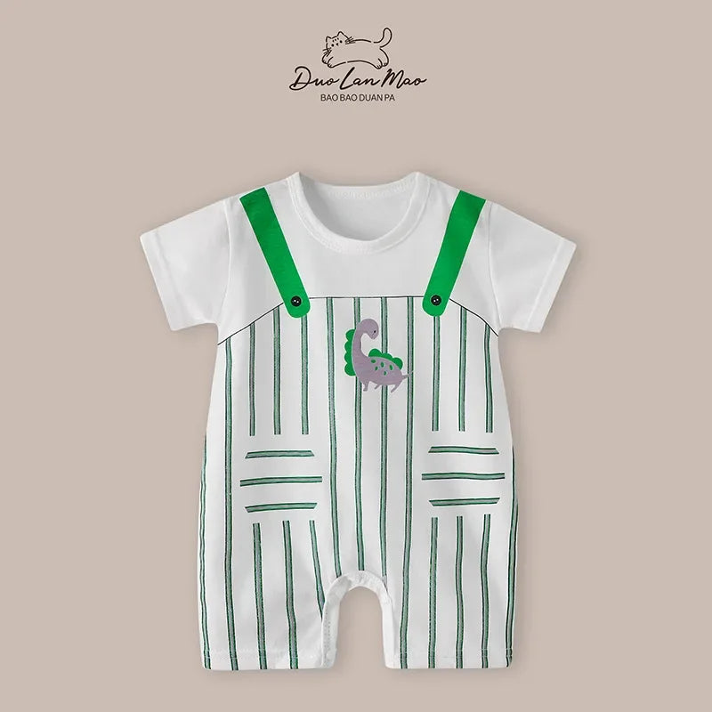👶 Enteritos de Verano para Bebés – Diseño Cartoon, Manga Corta, 0–2 Años bebe NovaVitalShop DP GreenStrap Dragon 18M