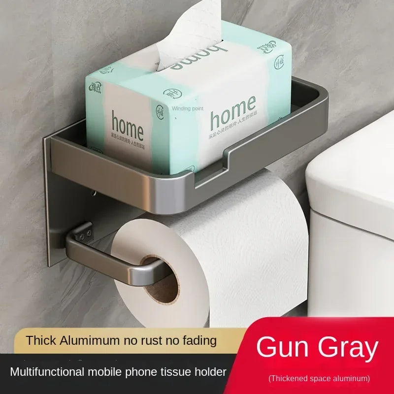 Porta Papel Higiénico VitalDesign™ – Negro y Dorado con Repisa | Elegancia y Funcionalidad para Baños Modernos Baño y Decoración NovaVitalShop Grey