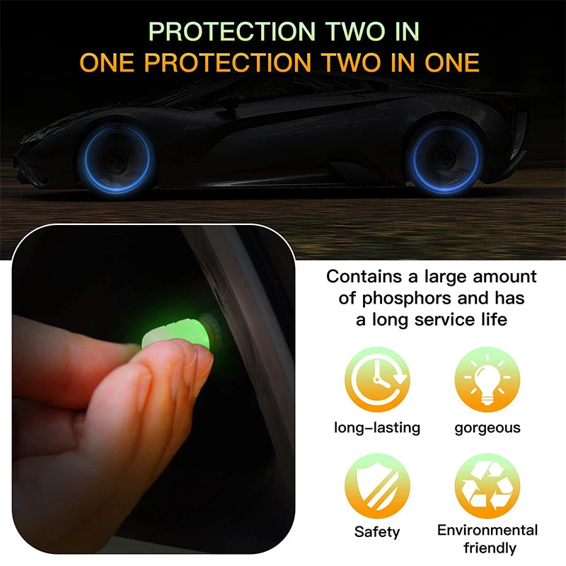 Kit Decorativo para Ruedas – 20 Stickers Reflectantes + 4 Tapas de Válvula Fluorescentes (Universal para Auto, Moto y Bicicleta) auto NovaVitalShop