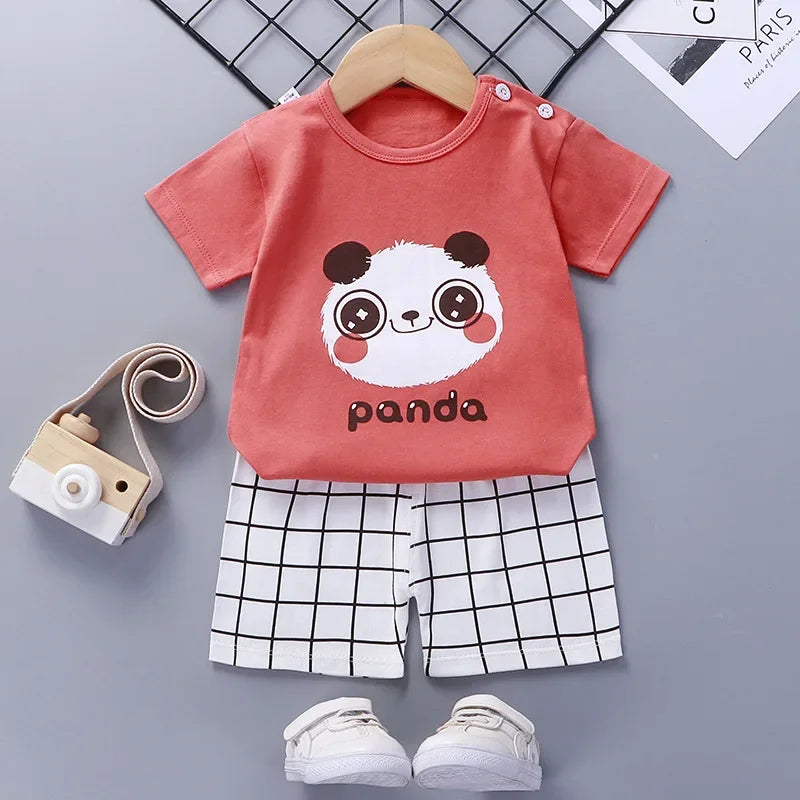👕 Conjunto de Verano para Bebé – Camiseta y Shorts, Estilo Deportivo Unisex